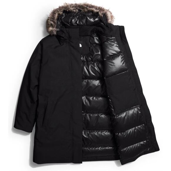 The North Face Womens Arctic Parka Coat 600 Down Fill Black 3XL Fur Hood $350 - Picture 2 of 16